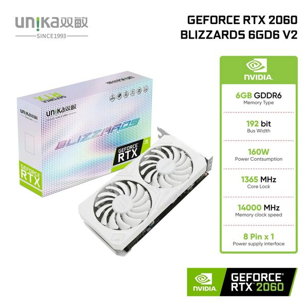 Card Màn Hình VGA UNIKA GeForce GTX 2060 BLIZZARDS 6G D6 V2 Trắng – Hàng Chính Hãng