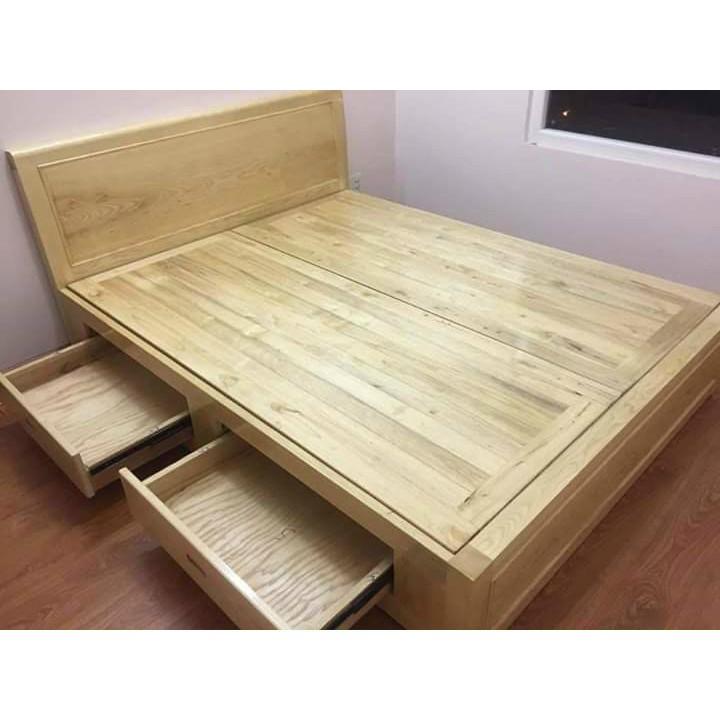 Giường có ngăn kéo gỗ Sồi Nga