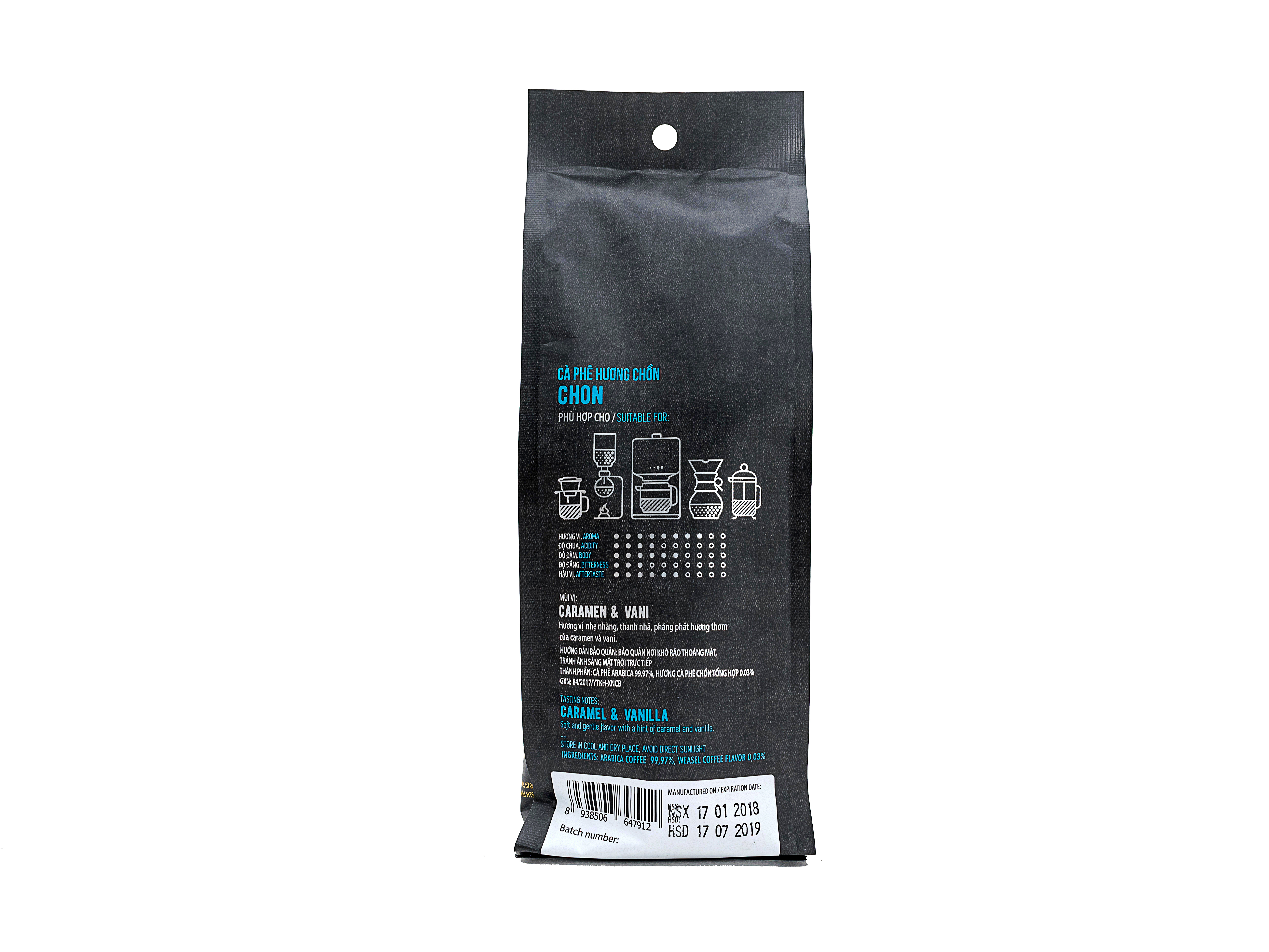 Cà phê Hương Chồn Rang Xay Túi 250g (Cafe Mr Viet Weasel Ground Cofee 250gr Bag)