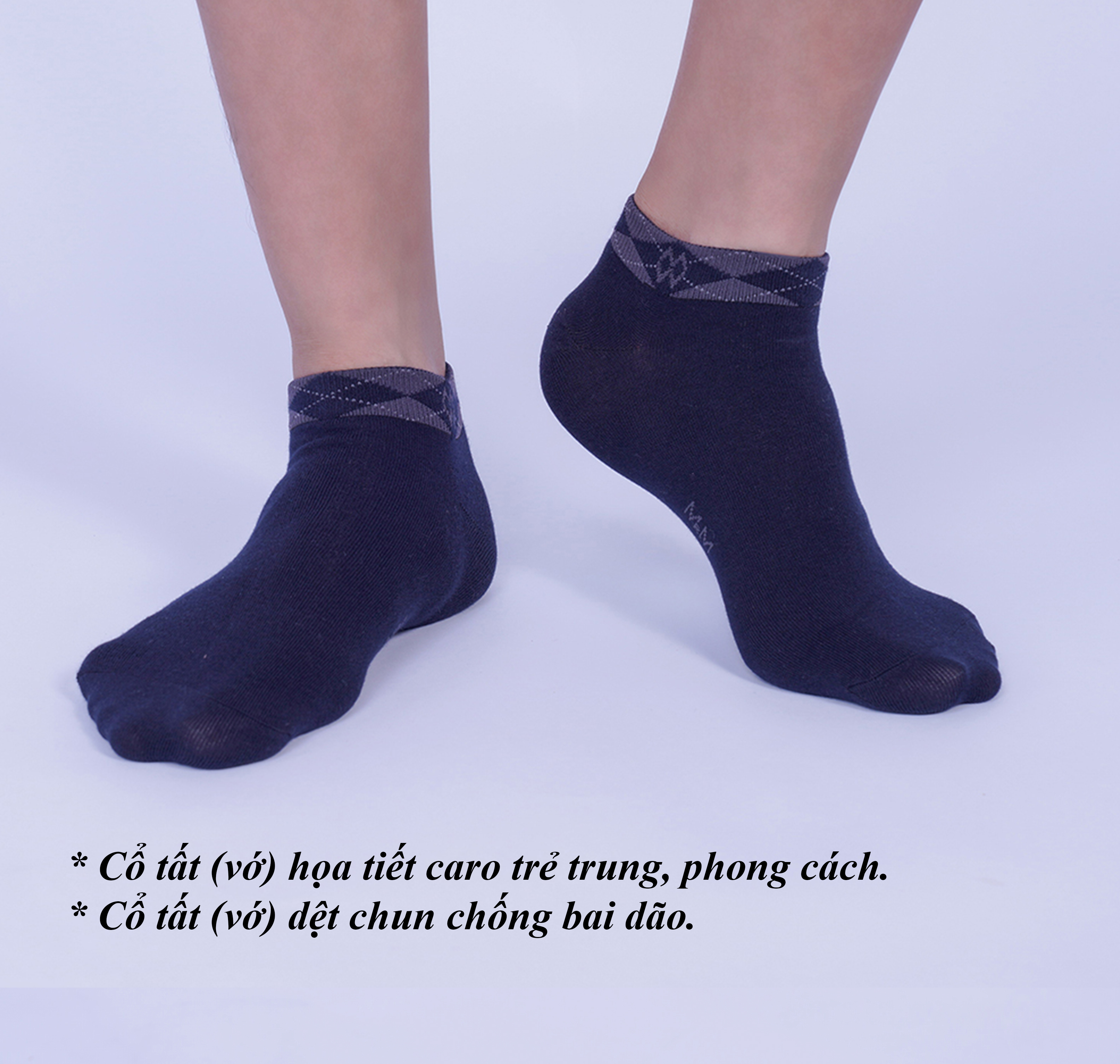 Hình ảnh Hộp 5 đôi tất vớ nam cổ ngắn kẻ caro MRM Manlywear - cùng màu, chất liệu sợi cotton êm chân, mềm mại thoáng mát, chống hôi chân