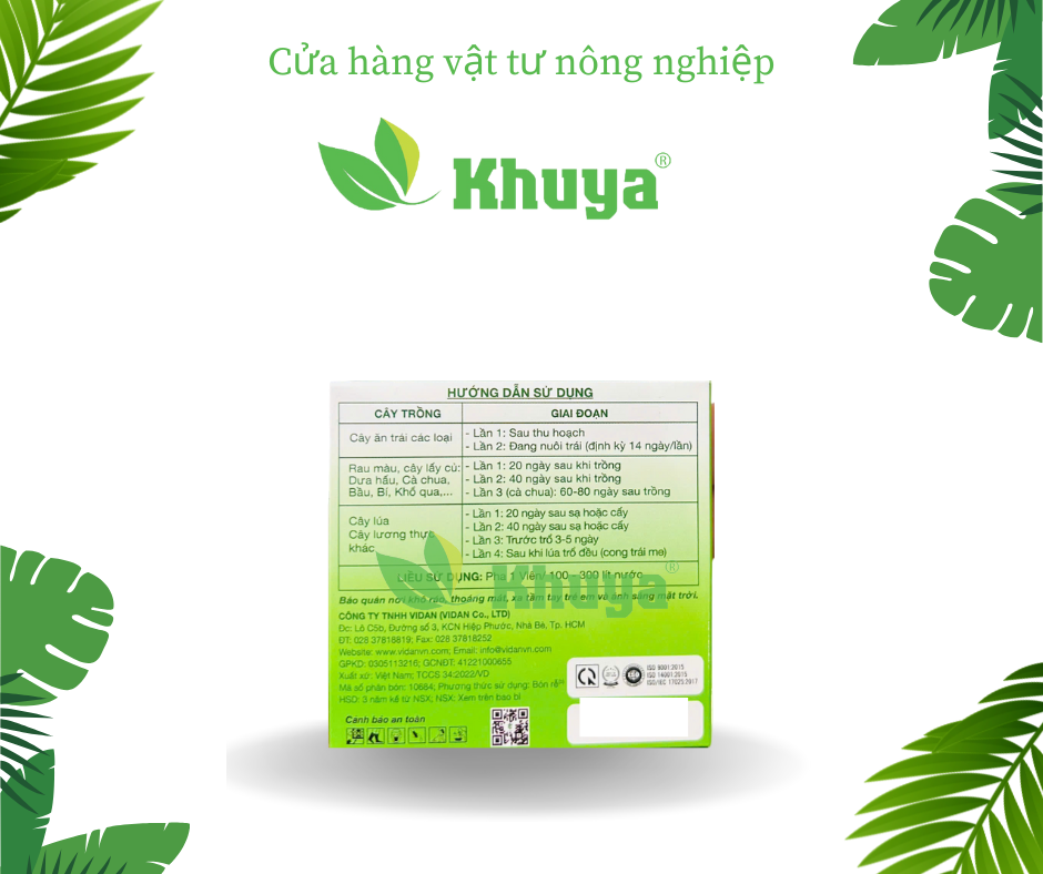 Phân bón Vidan Viên sủi Ga3 hộp 5gr Lớn trái, Kích chồi và Vọt hoa