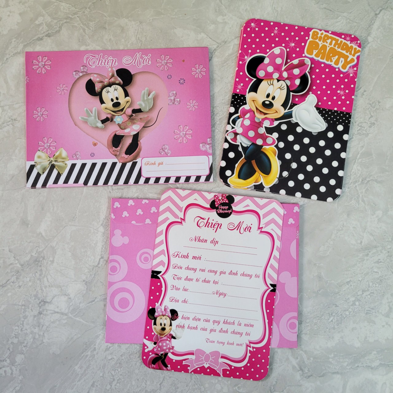 Combo 10 thiệp mời sinh nhật Minnie