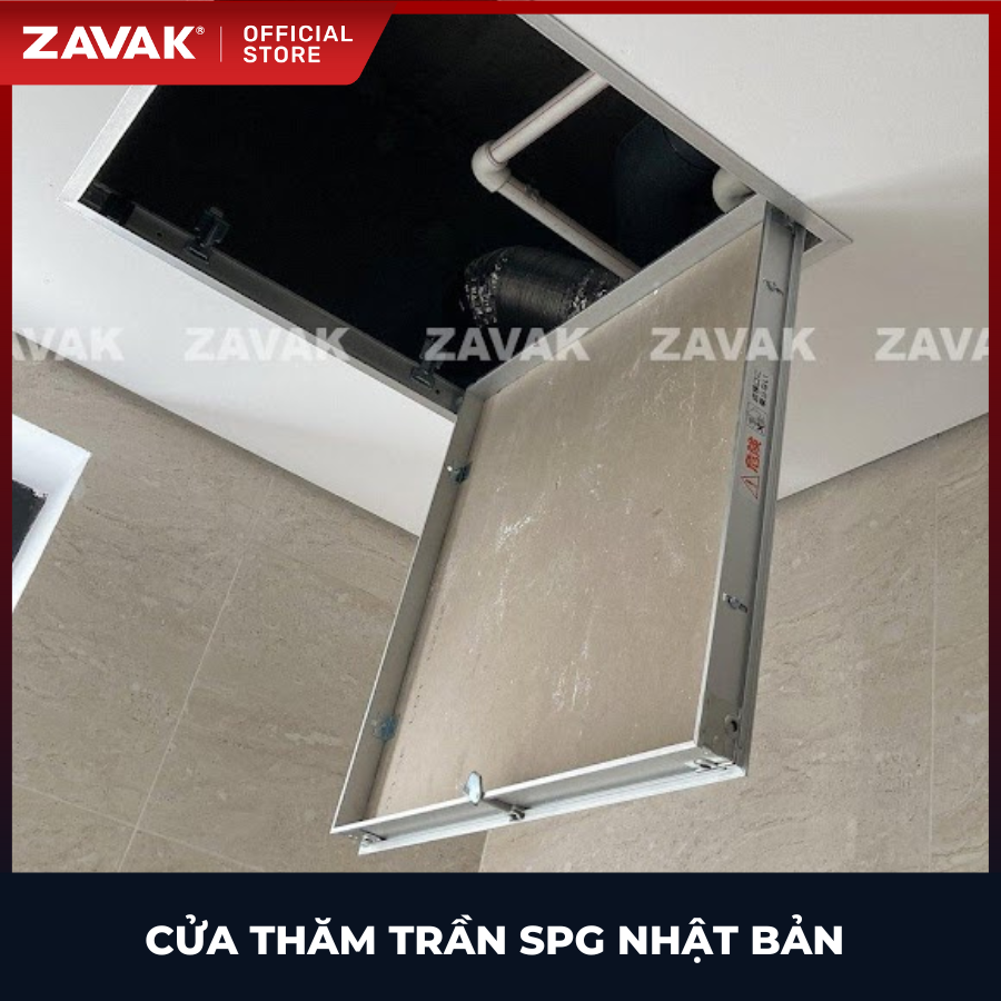 Nắp cửa thăm trần thạch cao 45x45cm SPG-68345 - Nhật Bản, Khung nhôm có bản lề mở thả xuống, sơn tĩnh điện màu Trắng.