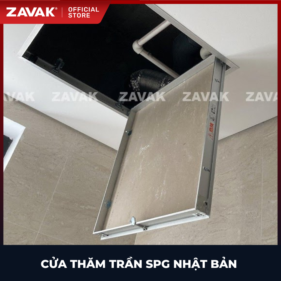 Nắp cửa thăm trần thạch cao 60x60cm SPG-68360 - Nhật Bản, Khung nhôm có bản lề mở thả xuống, sơn tĩnh điện màu Trắng.