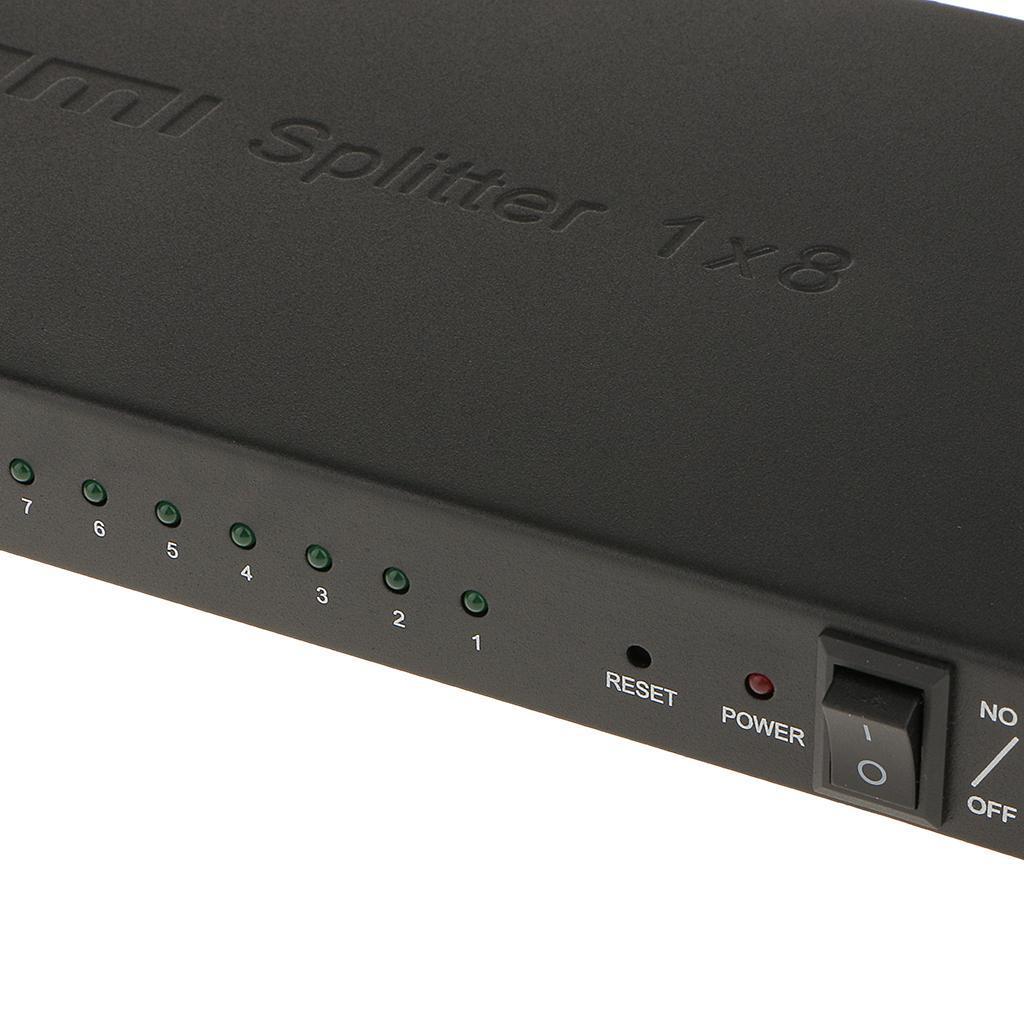 Full HD 1x8 Port HDMI Splitter Amplifier Repeater 3D 1080p Female Switch US Plug