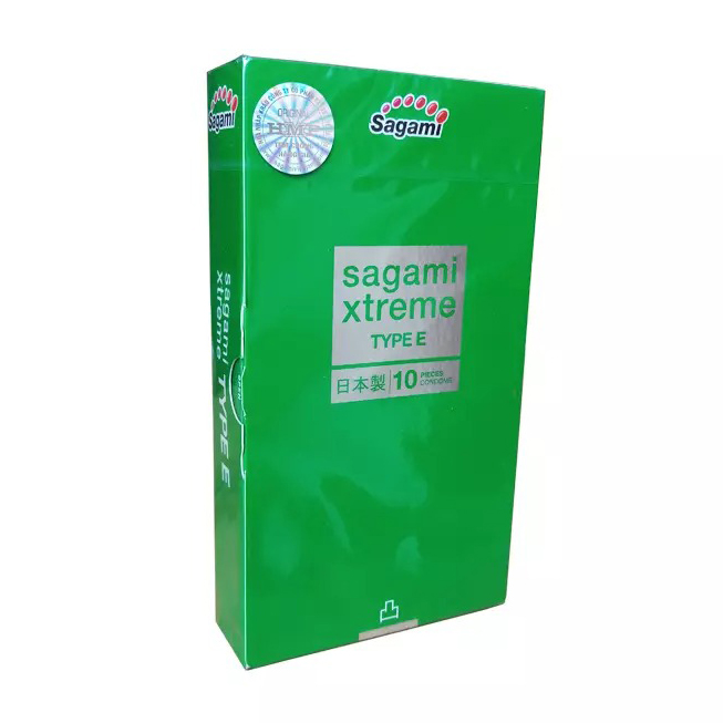 Bao Cao Su Gai Chấm Nổi Li Ti Sagami Xtreme Green (Hộp 10 Chiếc) + Bcs Power Men (1 Chiếc) - Hàng Chính Hãng 100% - Che Tên Sản Phẩm