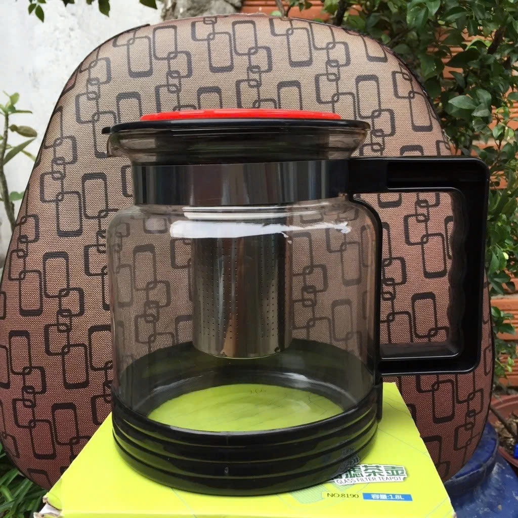 Ấm Pha Trà Thủy Tinh Có Lõi Lọc, Dung Tích 1.8L Chịu Nhiệt Tốt - Hàng Nhập Khẩu Bình Pha Trà, Cafe Có Lõi Lọc Hàng Cao Cấp