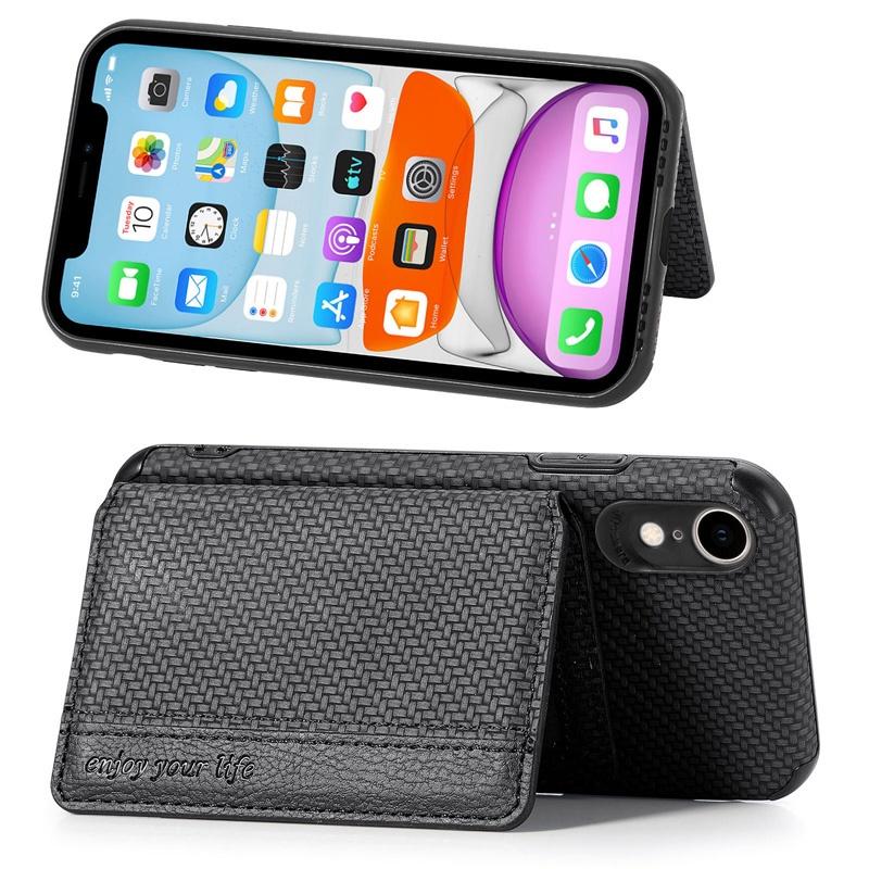 Ốp điện thoại TPU mềm họa tiết dệt thoi có ngăn đựng thẻ cho iPhone 7 Plus 8 Plus SE X XR XS MAX