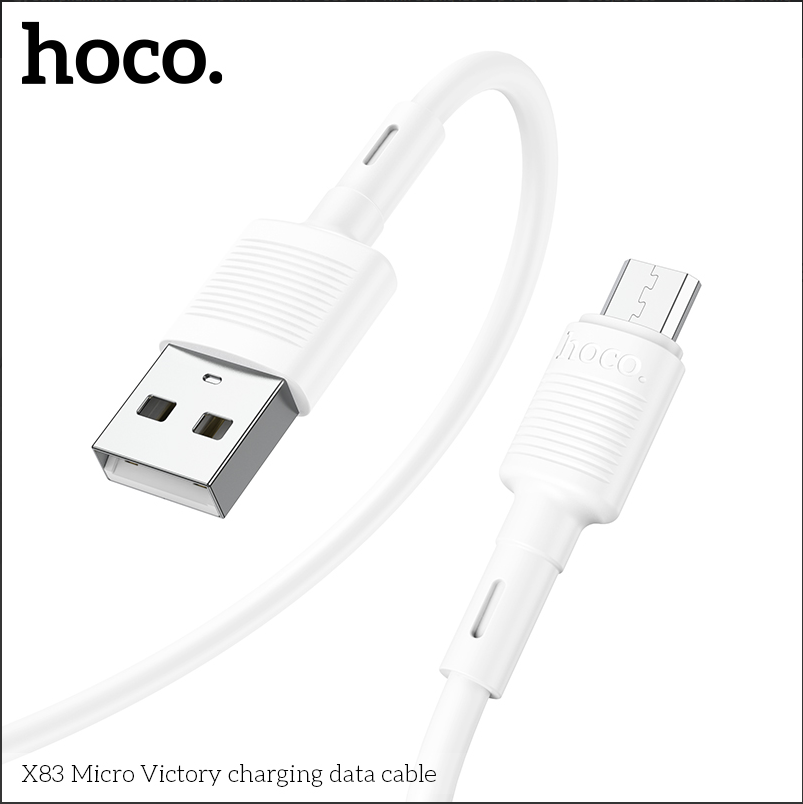 Cáp sạc điện thoại X83 Micro Victory charging data cable 1M , 2.4A trắng dùng cho điện thoại chính hãng- hàng chính hãng