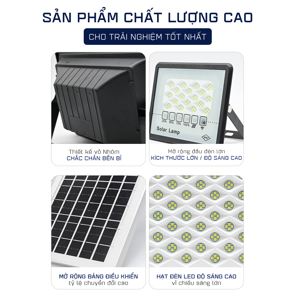 Đèn Led tổ ong năng lượng mặt trời chống lóa treo sân vườn, có cảm biến ánh sáng, chống nước IP66 kèm điều khiển từ xa