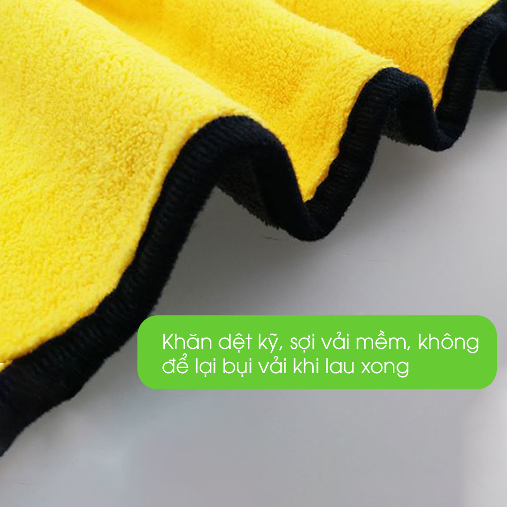 Khăn lau xe ô tô đa năng microfiber màu vàng - xám, siêu thấm hút, không để lại bụi vải, không để lại vệt nước, khổ to, không phai màu - Hàng chính hãng TÂM LUÂN Chổi lau tẩm dầu