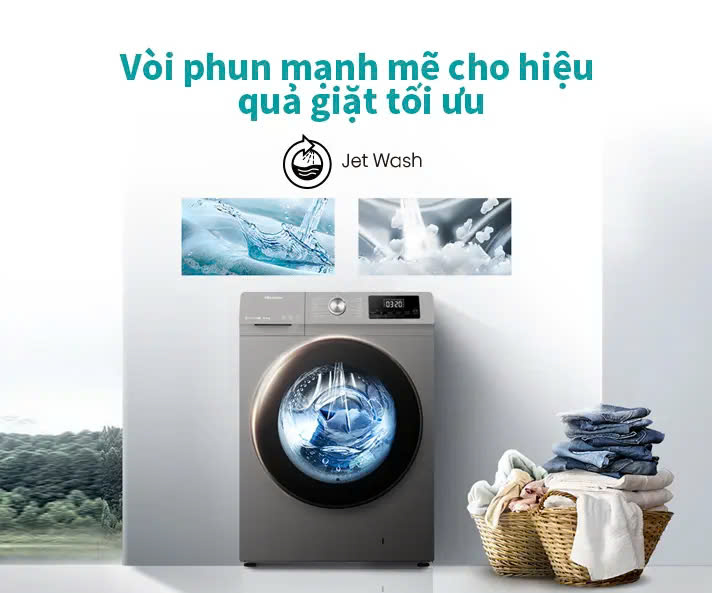 Máy giặt sấy 2IN1 Hisense Inverter 10.5kg WDQA1043BT sạch khuẩn 99.9%, bảo hành 3 năm - HÀNG CHÍNH HÃNG