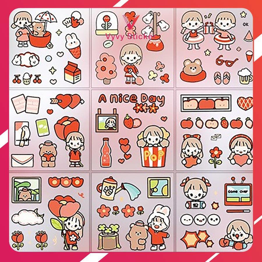 Sticker cute trang trí bình nước, Hình dán dễ dàng sử dụng được ở mọi nước của Vyvy sticker