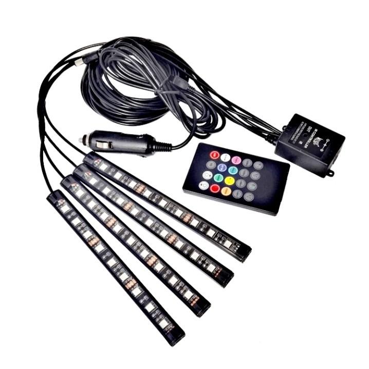 ĐÈN GẦM 4 dải 9 LED độ gầm ghế đổi màu nguồn USB và tẩu 12v nháy 8 màu siêu độc đáo