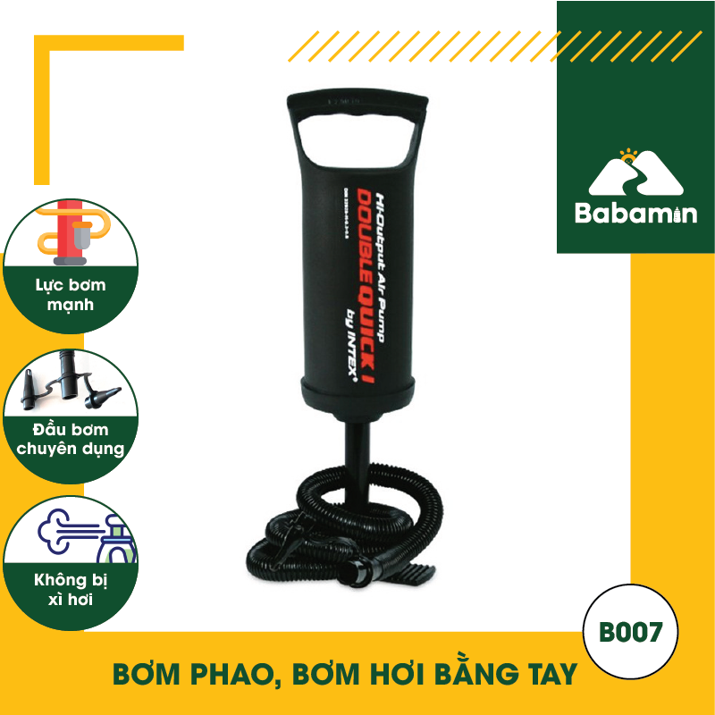 Bơm Phao, Bơm Hơi Bằng Tay Mini - Babamin - Bơm Nệm, Đầu Bơm Chuyên Dụng - B007