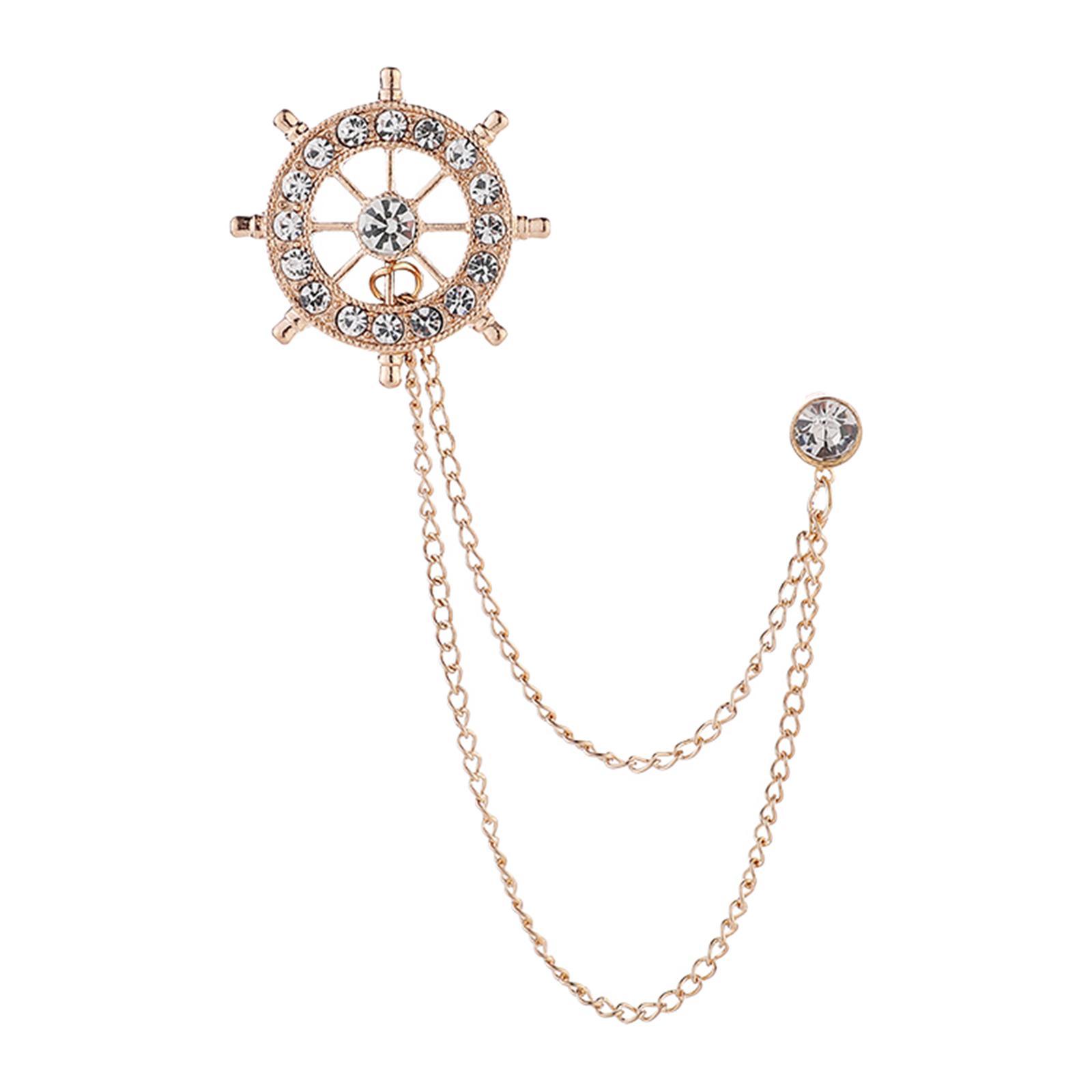 Lapel Pin Brooches Link Chains Pin Tassel Chain Brooch for Tie Men