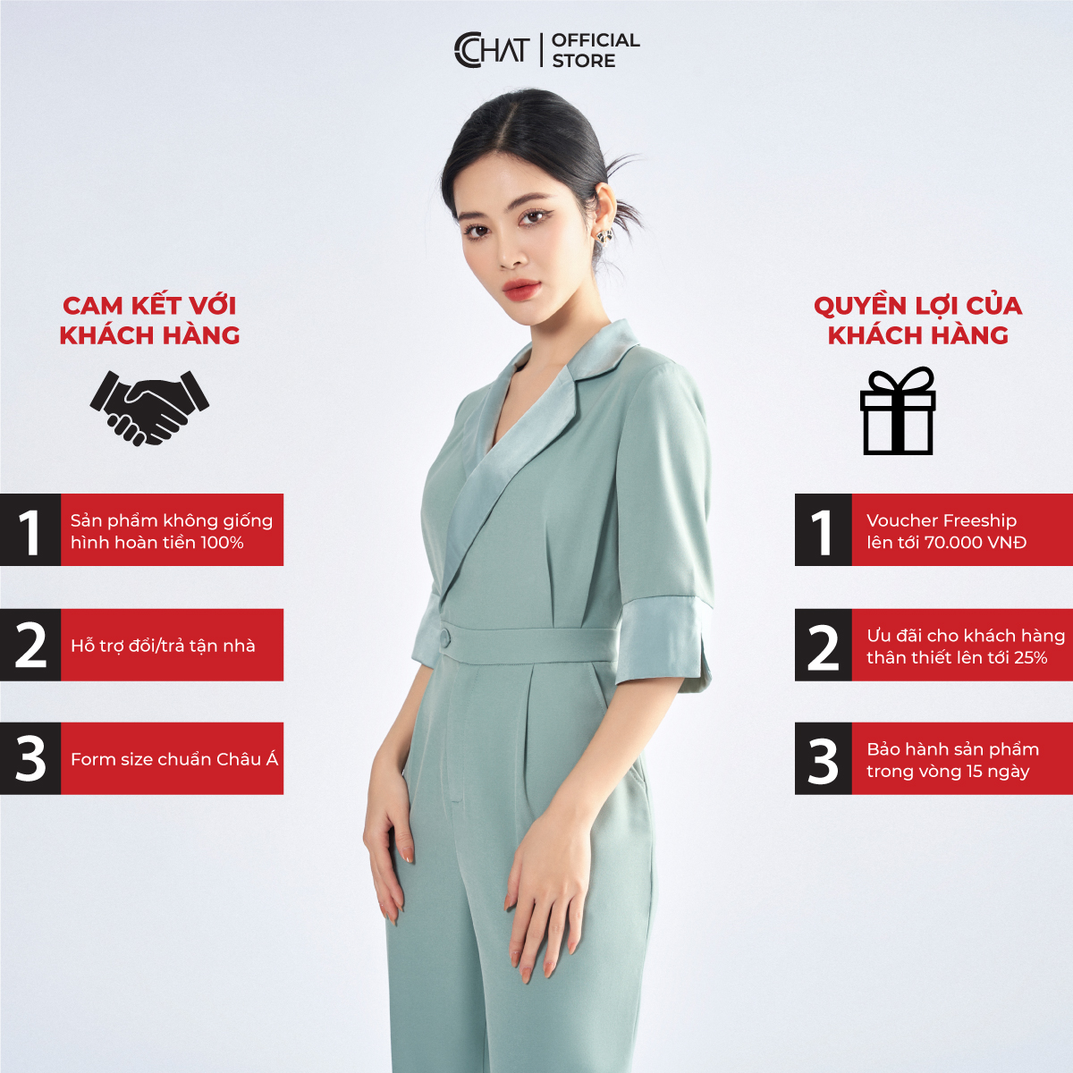 Jumpsuit Nữ  Kiểu Áo Cổ 2 Ve Phối Tay Chất Tuytsi Mềm Mịn 62JNS8003BT