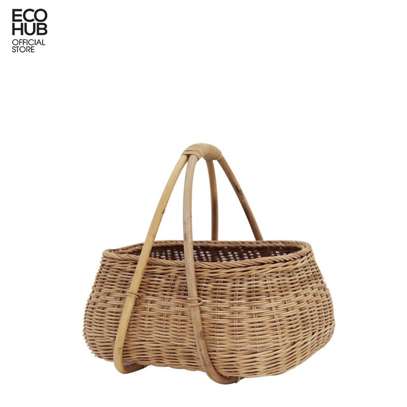 Giỏ mây có tay cầm màu brown (Rattan Basket With Handle)