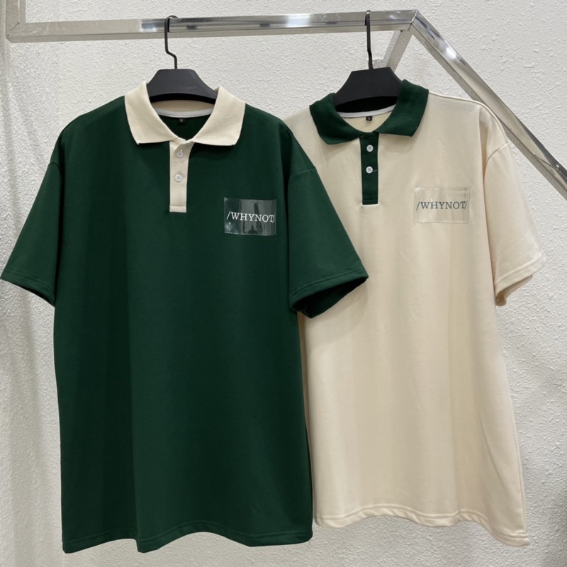 Áo thun polo Plastic WNS, áo polo cổ trụ why not form rộng ép nhựa chất thun cá sấu cotton cao cấp thời trang unisex - Gin store