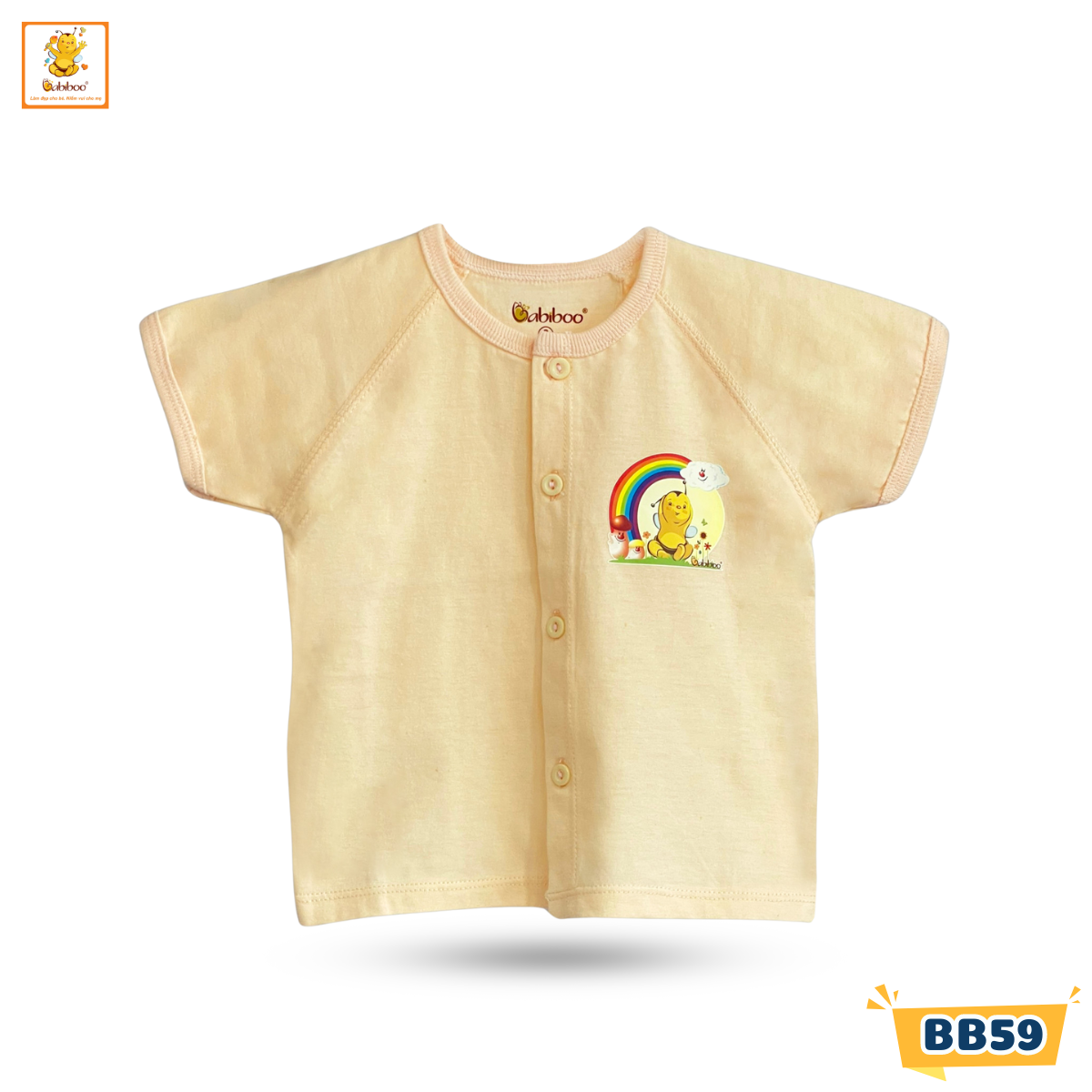 Áo sơ sinh Babiboo áo ngắn tay cho bé cotton 2 chiều BB59
