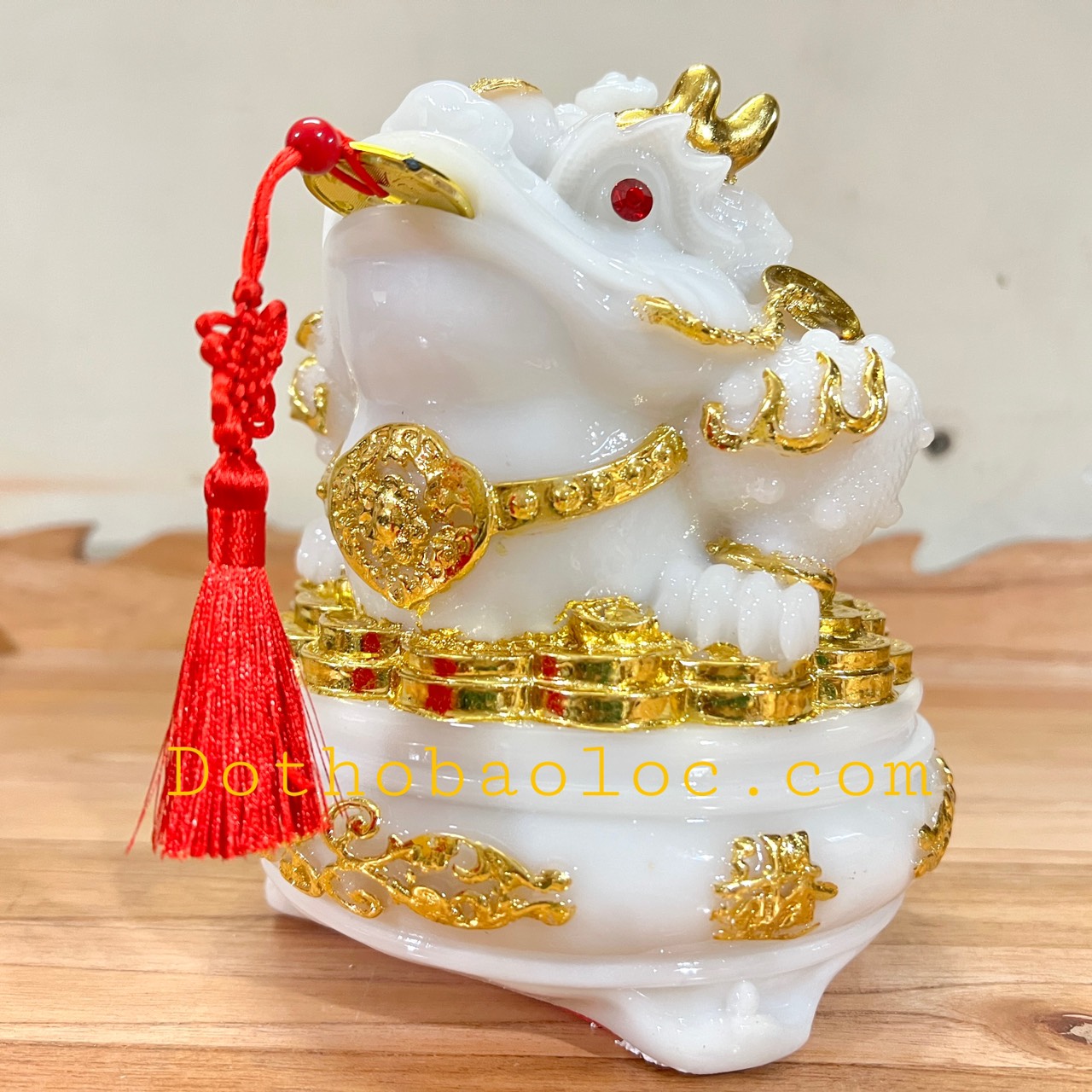 Combo Tượng Tỳ Hưu phong thủy và tượng thiềm thừ phong thủy để bàn thờ thần tài – Màu trắng cỡ trung