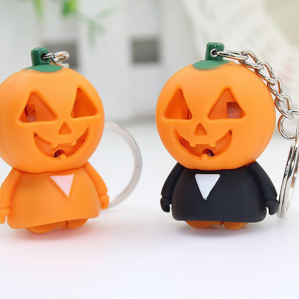 Móc Khóa Hình Quả Bí Ngô Phát Sáng đèn Led,có nhạc Trong Đêm Halloween-Móc Khóa Bí Ngô Đèn Led phát sáng có âm thanh