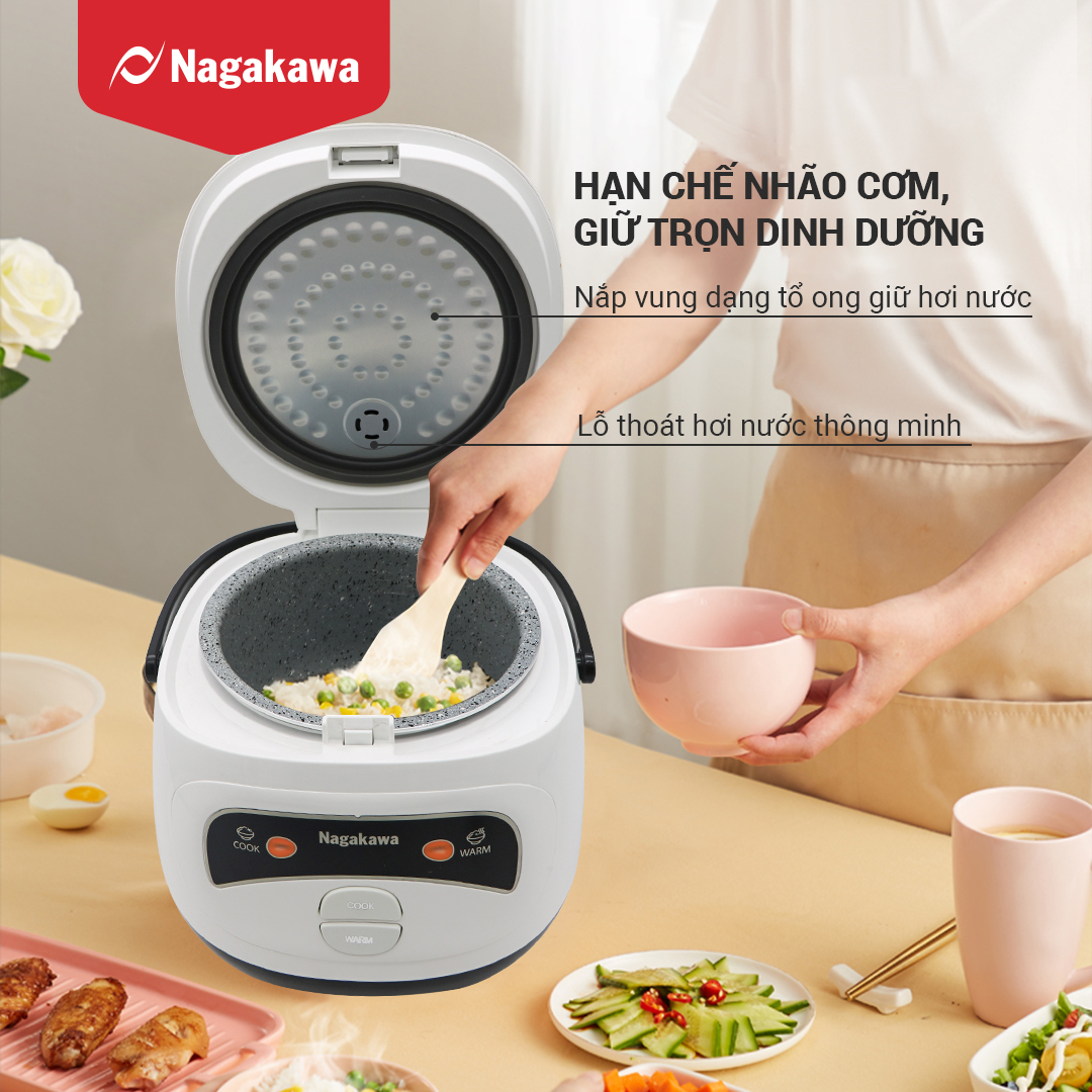 Nồi Cơm Điện Mini Nagakawa NAG0134 (400W-1 Lít) - Hàng Chính Hãng