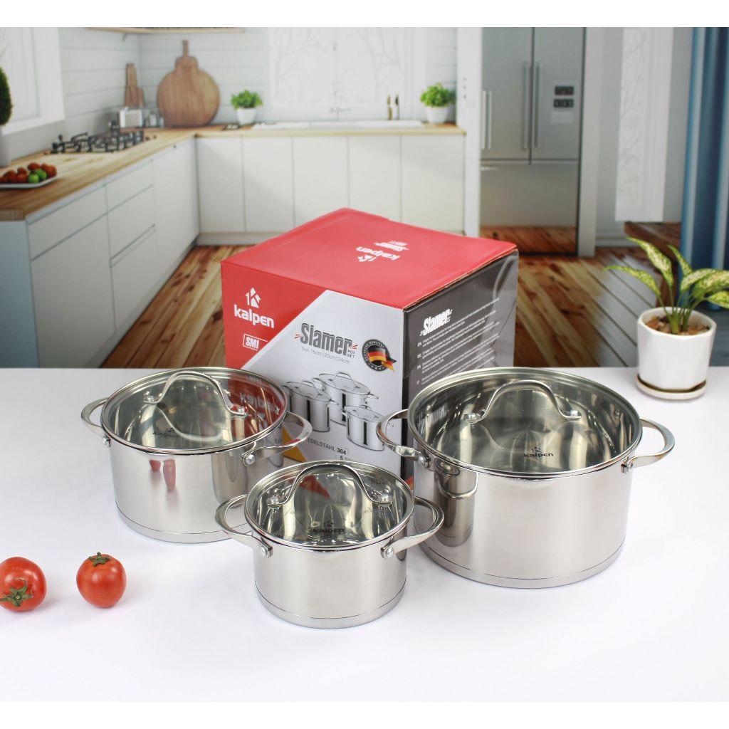 Bộ Nồi INOX 304 Cao Cấp 5 Đáy Slamer Size 16-20-24 Hàng Chính Hãng KALPEN-GIA DỤNG ĐỨC Bảo Hành 2 Năm