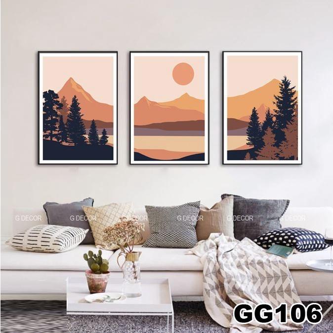 Tranh treo tường canvas 3 bức phong cách hiện đại Bắc Âu 160, tranh DECOR trang trí phòng khách, phòng ngủ, phòng ăn