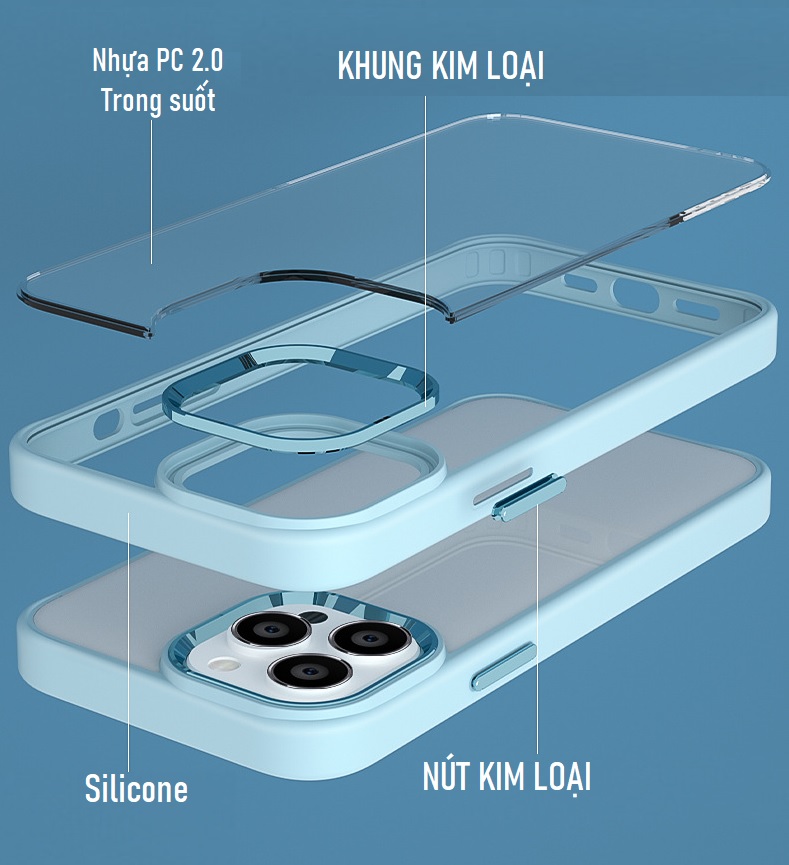 Ốp Lưng Trong Suốt cho IPHONE 12/ 12 Pro/ 12 Pro Max, Iphone 11/ 11 Pro/ 11 Pro Max Viền Camera KIM LOẠI, LƯNG CỨNG TRONG SUỐT KHÔNG Ố VÀNG Bảo Vệ Camera.