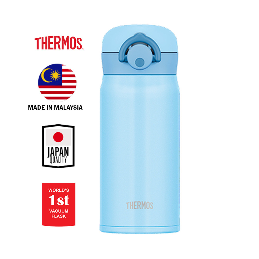 Bình giữ nhiệt Nhật Bản inox Thermos nút bấm 350ml JNR 350 - Hàng chính hãng - Light Blue