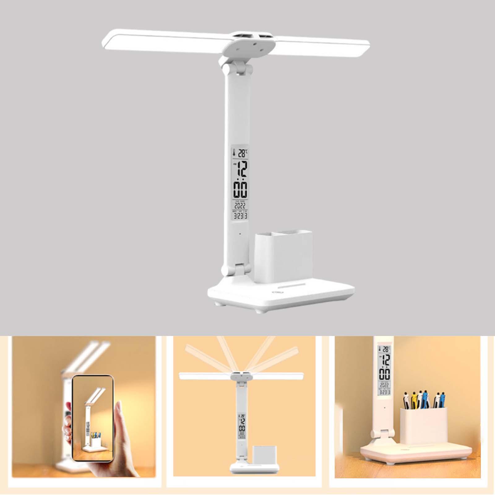 Table Lamp Office Home with Clock, Date, Temperature Lighting LED Desk Lamp