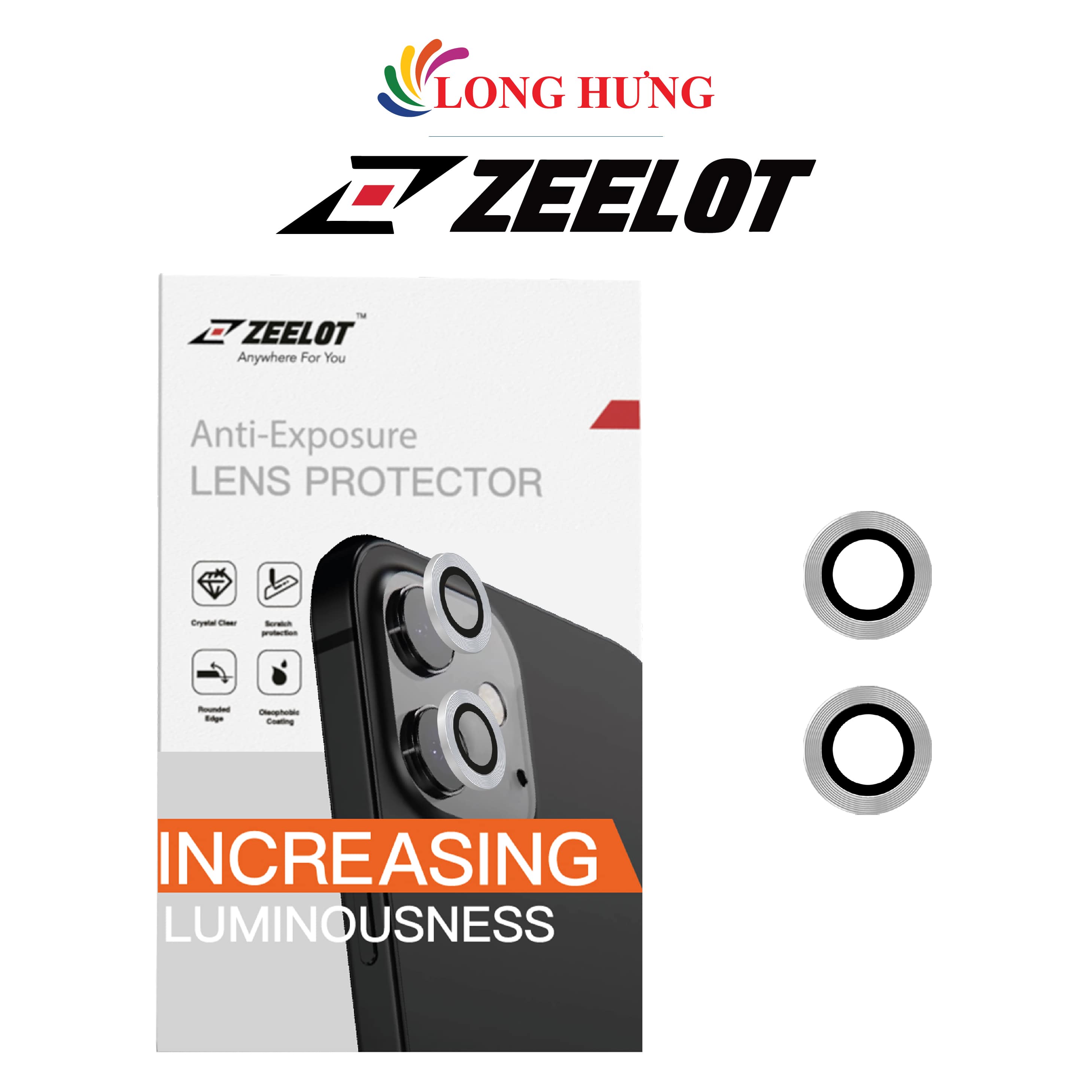 Dán Camera cường lực viền màu chống va đập Zeelot iPhone 11/12/12 Mini - Hàng chính hãng