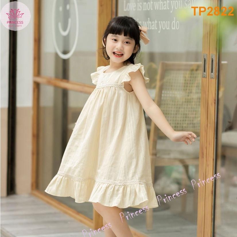 Váy hè cho bé gái 1-6 tuổi sát nách phối ren đuôi cá, Đầm babydoll trẻ em vải boil lụa hạt nhẹ thoáng mát