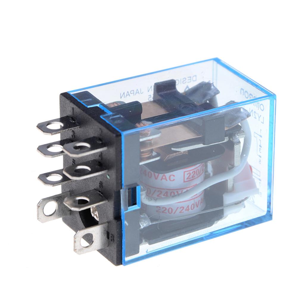 5pcs 12V 24V DC 220V AC Coil Power Relay LY2NJ 8 Pin With Socket Base