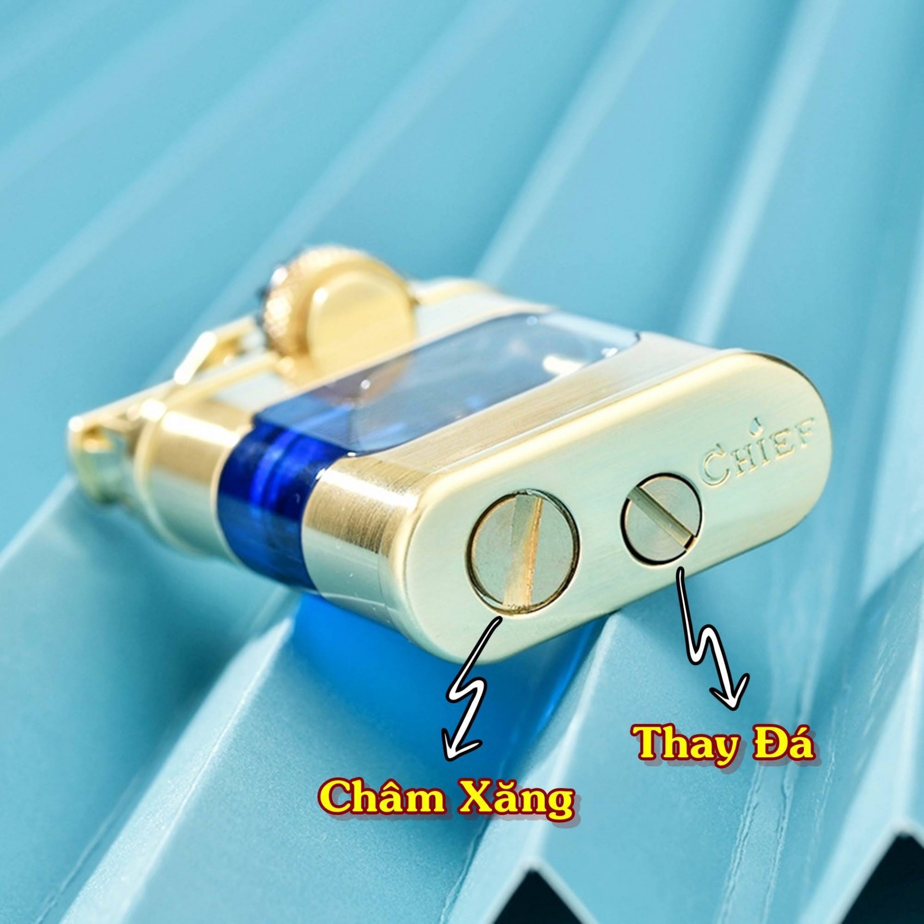 Bật lửa hột quẹt xăng lộ thiên CHIEF CF232 Fullbox - xài xăng