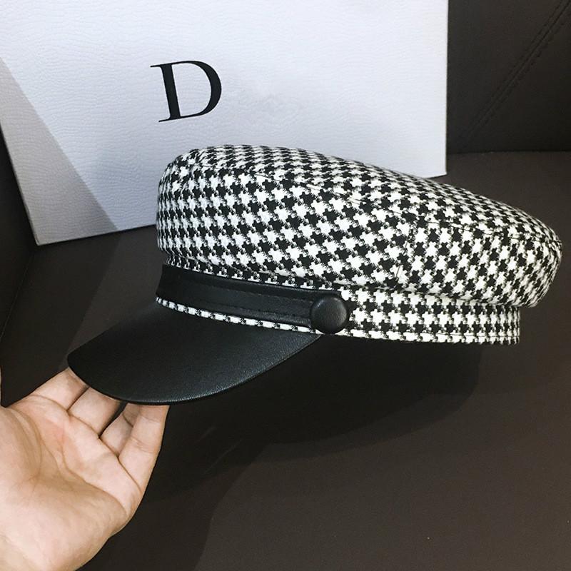 Nước TẤN-Swhbias Hình Bát Giác Bộ Đội Nữ Kẻ Sọc Da Tấm Che Chống Newsboy Cap 2020 Mới Vintage Mùa Thu Đông Mũ Nồi Nữ Xinh Xắn