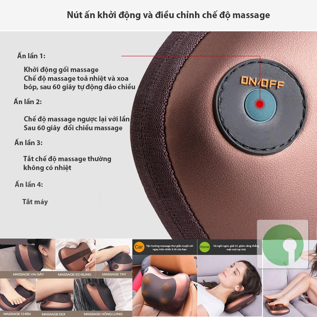 _ Gối Massage Hồng Ngoại 8 Bi - vỏ nâu _ Hàng Loại 1