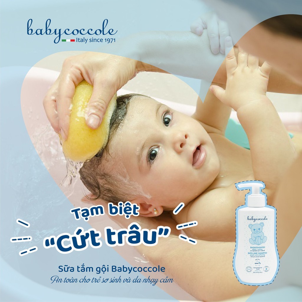 Sữa tắm gội cho bé Babycoccole 0M+ an toàn cho trẻ sơ sinh &amp; em bé chiết xuất hoa sen 250ml/400ml