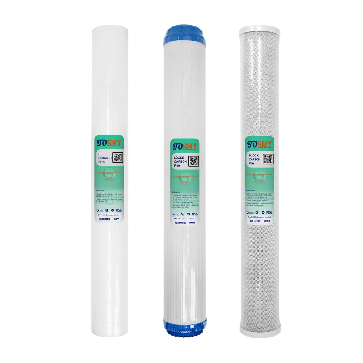 Lõi lọc nước số 1,2,3 SMY 20 inch dùng cho bộ lọc thô, bộ lọc R.O 50L/h