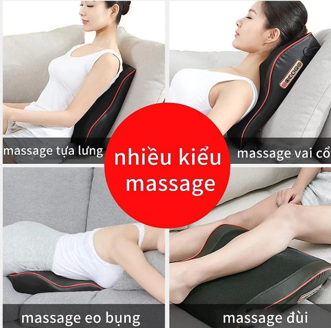 Gối massage cổ vai gáy, máy massage hồng ngoại 20 bi cao cấp hỗ trợ mát xa toàn thân bảo hành toàn quốc