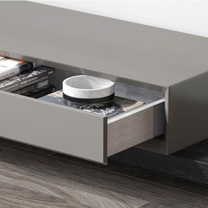 COMBO kệ TV bàn trà hiện đại vân sồi màu xám + đen - Bộ nội thất phòng khách giá sốc LUX-KTV09