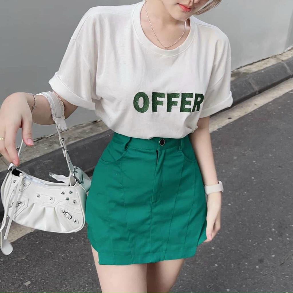 FREESHIP Sét Đồ Bộ Nữ Áo Thun Cotton Cổ Tròn & Váy Đùi Tuyết Mưa Thiết Kế Sang Chảnh KImGIA DS