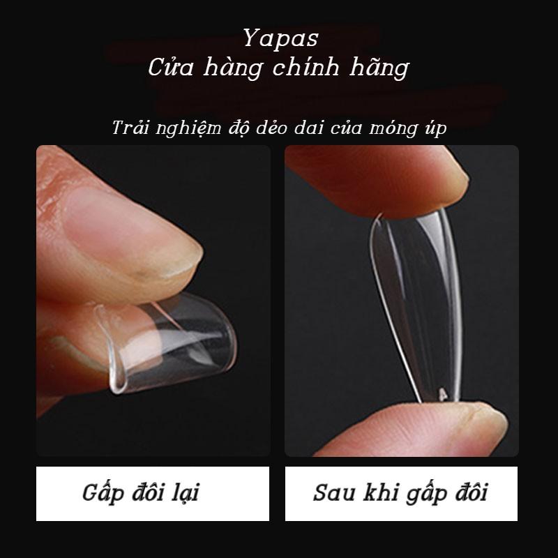 Móng úp form bầu tròn nhọn HSM Jieliya hộp 500 móng giả đủ 10 size chất liệu nhựa siêu dẻo chuẩn Hàn