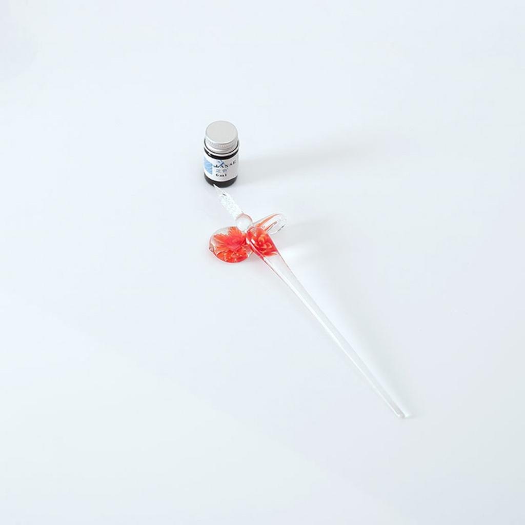 Vintage Glass WRITING PEN Elegant Crystal Glass Dip Sign Pen Gift 6 Colors