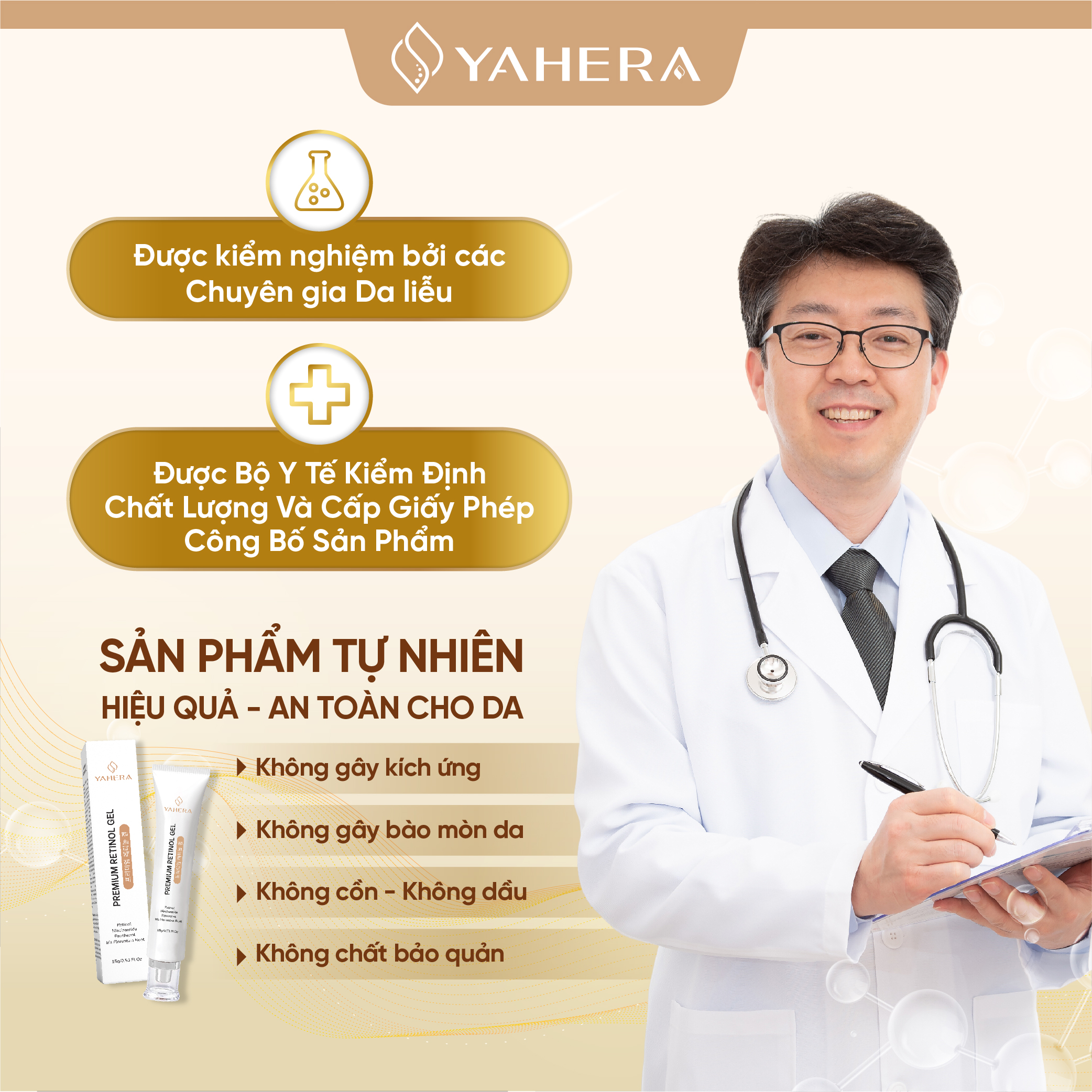 Gel chấm mụn cao cấp YAHERA Premium Retinol Gel giúp giảm sưng viêm khô cồi xệp mụn 15G