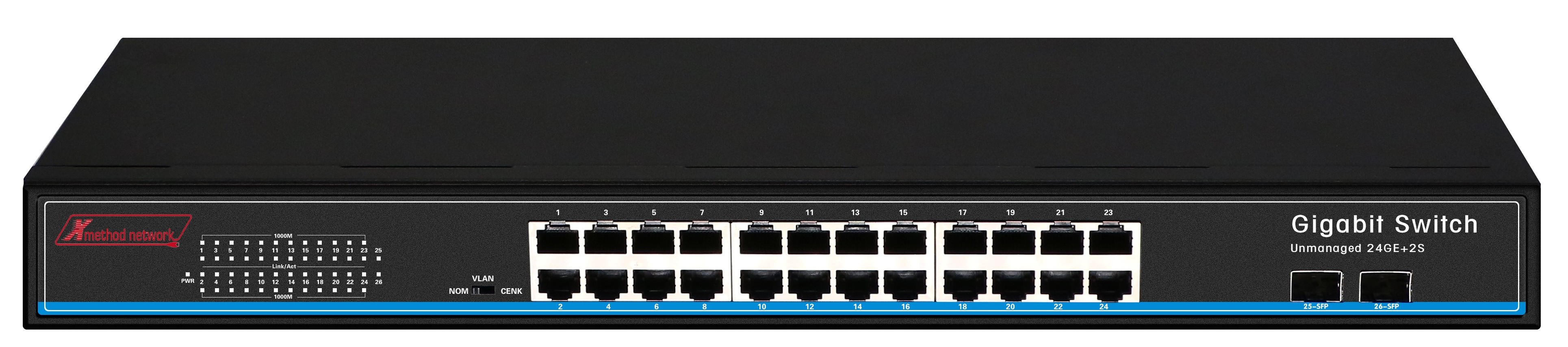 Bộ chuyển mạch 26-port unmangaed Gigabit Ethernet Switch, 2 SFP - Xmethod Network - Hàng chính hãng