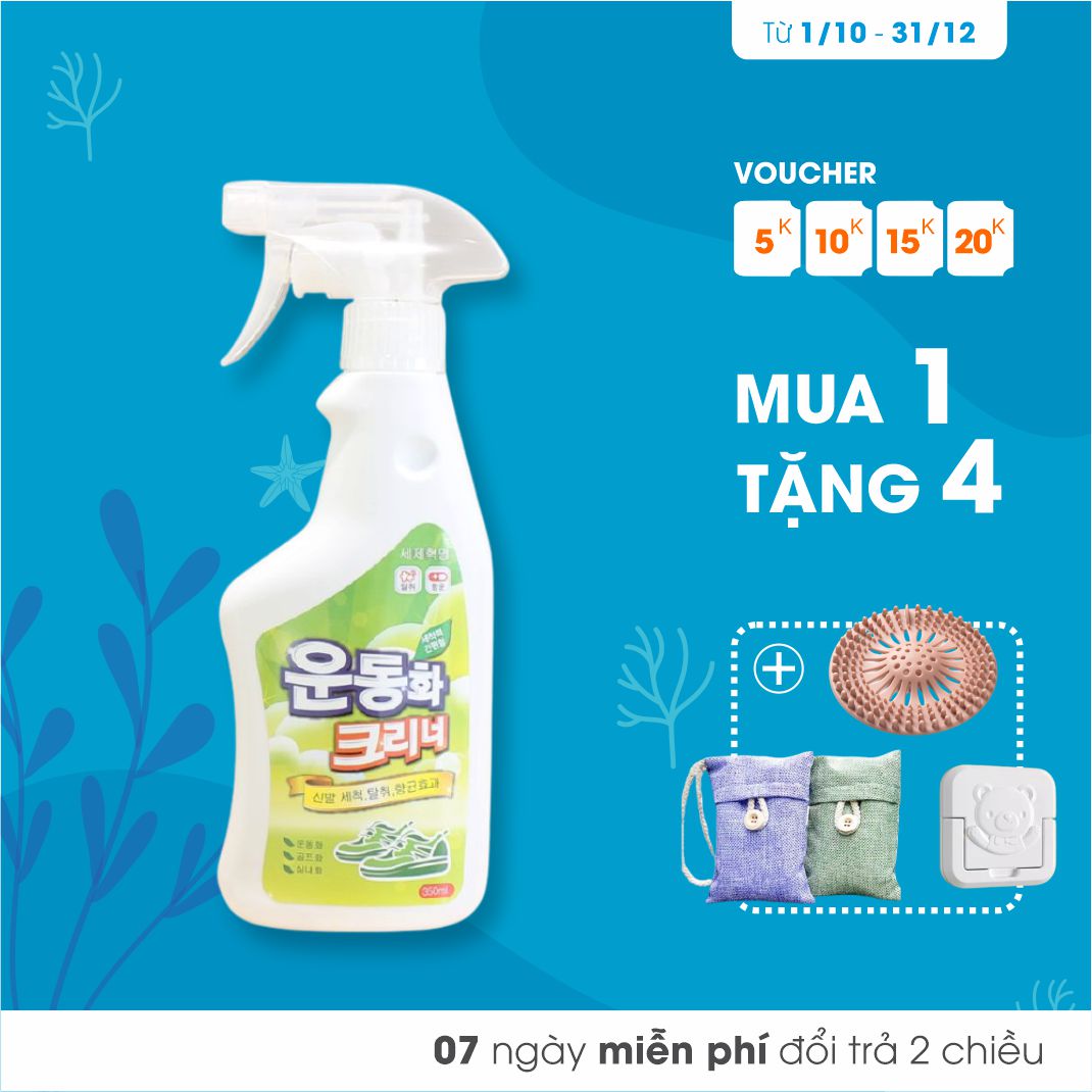 Nước Lau Giày Tẩy Ố, Khử Mùi và Chống Ẩm Detergent Revolution STAIN REMOVER - Chai 350ml