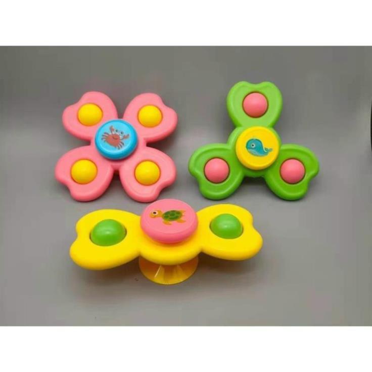 Set 3 đồ chơi con quay spinner hình côn trùng vui nhộn cho bé, bộ 3 chong chóng dính tường cho bé.