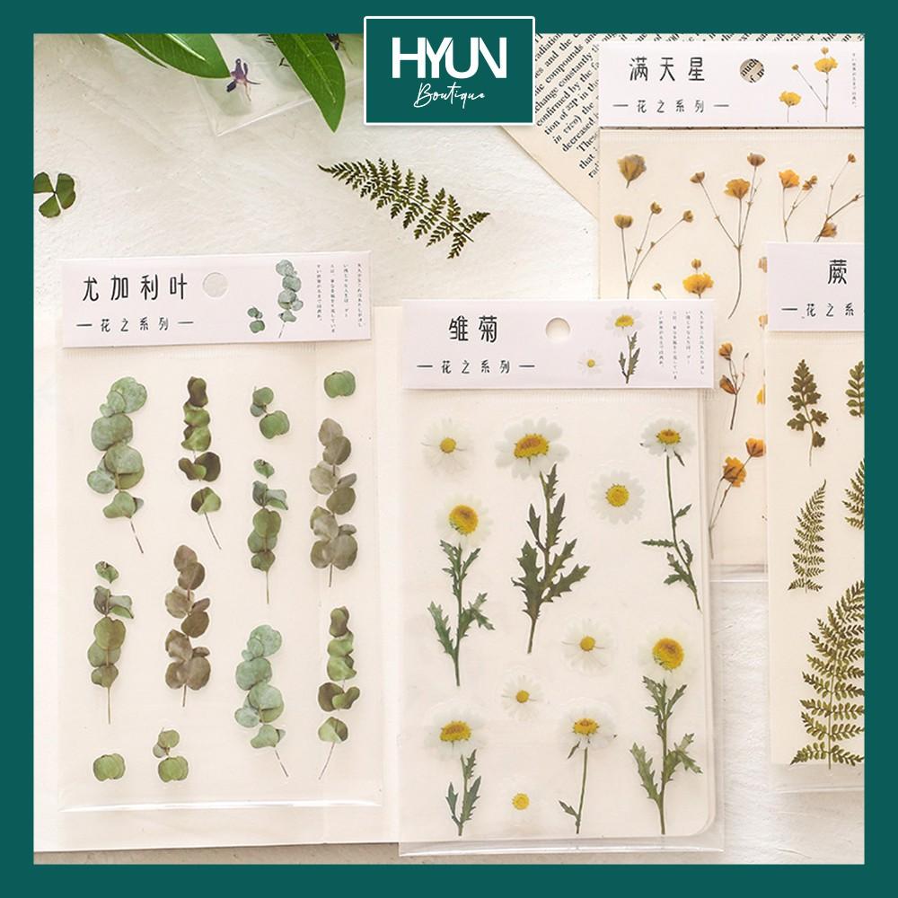 Set 1 tờ Sticker dán họa tiết hoa cỏ DIY Trang trí sổ tay planner (Giao ngẫu nhiên)